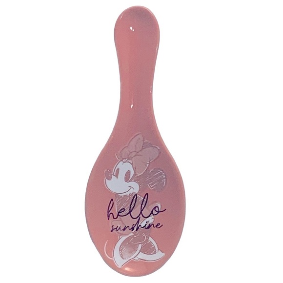 Disney Minnie Mouse Spoon Rest Ceramic Hello Sunshine NWT Mid Century Pink Coral - Picture 3 of 16